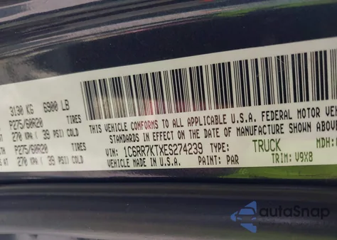 2014 Ram 1500 Express z USA, uszkodzony, nr VIN 1C6RR7KTXES274239